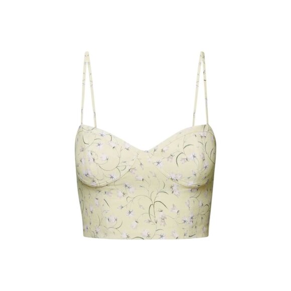 Sunday Best Aritzia Bonnie Bustier White Floral & Butter Yellow Sz L - Picture 6 of 14